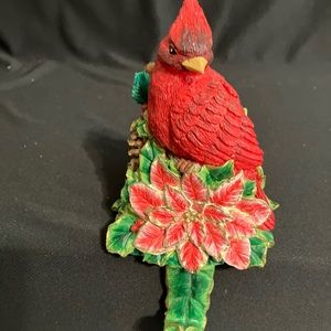Red Cardinal Shelf Sitter Christmas Stocking Hangar - chaulk-ware - padded base